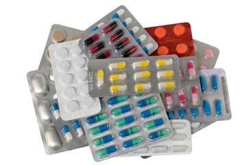 Many colorful pills, tablets, drugs and pharmaceutical substance close-up for patient and doctor 4