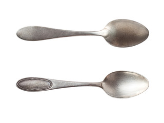 Vintage spoons isolated on a white background. Retro silverware.