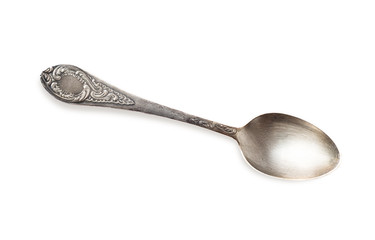 Vintage spoon isolated on a white background. Retro silverware.