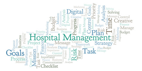 Fototapeta na wymiar Hospital Management word cloud, made with text only.