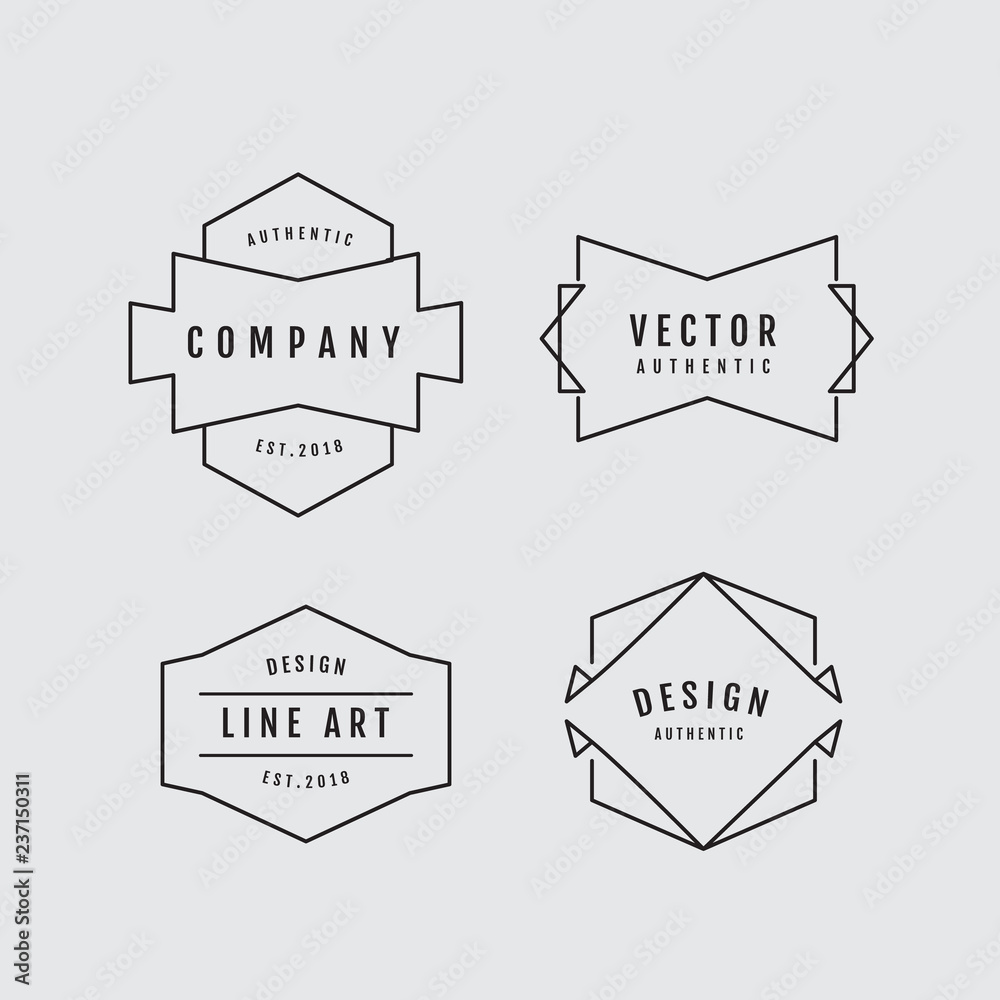 Wall mural linear thin line badge logo geometric shape retro design elements vector