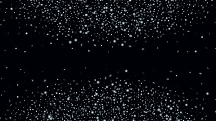 Magic Blizzard Illustration Design. Card or banner with flakes confetti scatter frame, snow elements. Festive picture of the Christmas banner. Dark base.