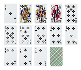Set of cross playing cards isolated on white
