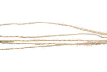 Strings, rope isolated on white background texture, top view