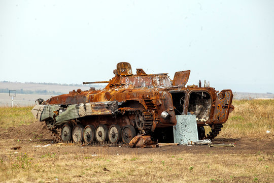 armoured personnel carrier, destroyed Armored Transporter, War actions aftermath, Ukraine and Donbass conflict