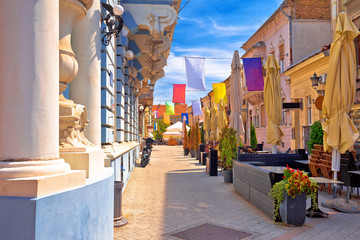 Restaurant central street of Novi Sad summer view