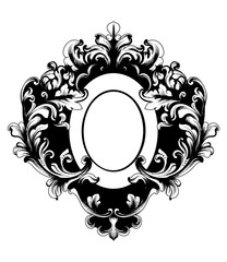 Baroque mirror frame Vector. Victorian ornamented border monogram floral ornament leaf scroll engraved retro flower decorative design. filigree calligraphic heraldics