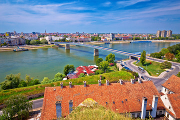 City Of Novi Sad and Danube river aerial view from Petrovaradin