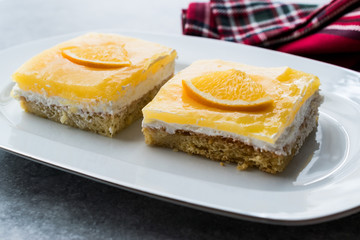Square Slice of Orange Mascarpone Quark Cake