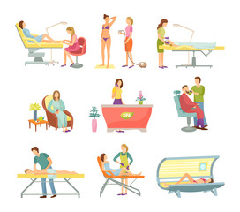 Spa Salon Pedicure and Barber Ions Set Vector