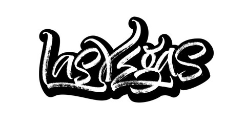 Las Vegas. Sticker. Modern Calligraphy Hand Lettering for Serigraphy Print