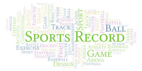 Fototapeta premium Sports Record word cloud.