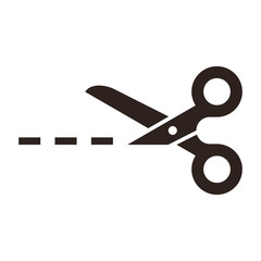 Vector scissors with cut lines - obrazy, fototapety, plakaty