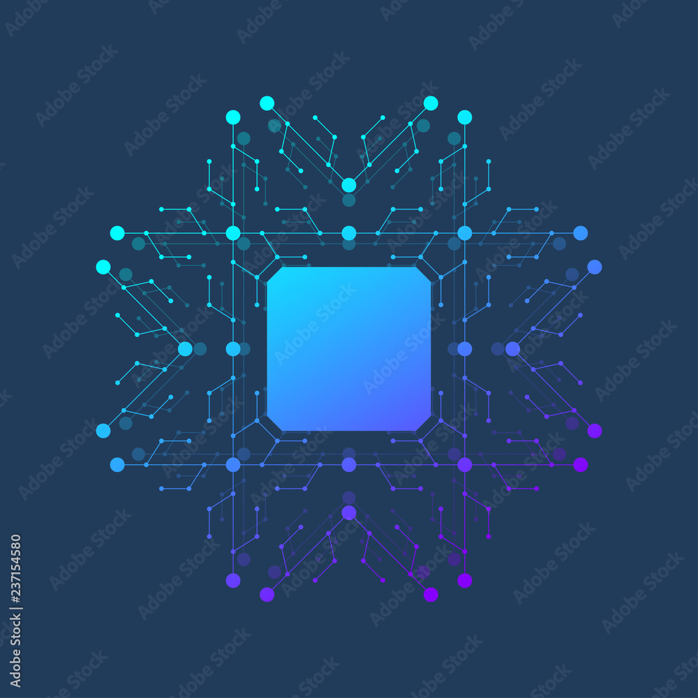 Aufkleber Chip vector illustration icon - computer chip symbol or design element. Computer chip or microchip processor for Artificial Intelligence AI concept.