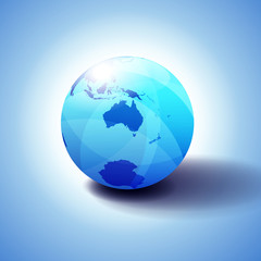 Australia and New Zealand, South Pole, Antarctica, Background with Globe Icon 3D illustration