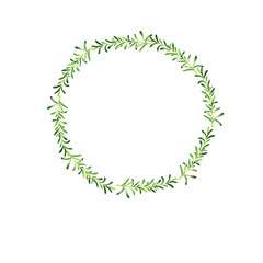 Fresh rosemary herbal frame isolated on white background. Hand drawn watercolor illustration. 