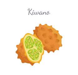 Kiwano Exotic Juicy Fruit Vector Isolated Icon