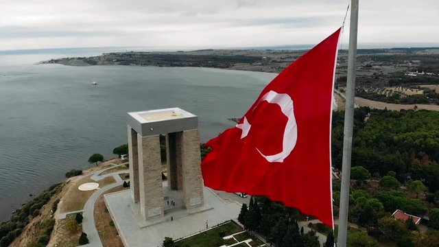 The &Ccedil;anakkale Martyrs' Memorial is a war memorial commemorating the service of about 253,000 Turkish soldiers who participated at the Battle of Gallipoli.