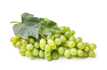 Ripe sweet grapes on white background