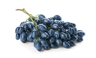 Ripe sweet grapes on white background
