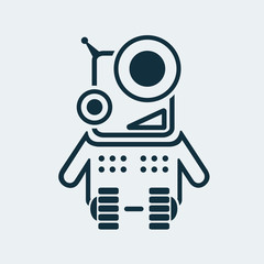 Icon of a laughing robot in a linear style