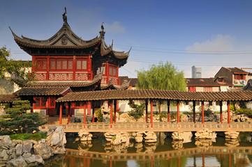 View of the Pavilion of Listening to Billows, Yu Garden or Yuyuan Garden an extensive Chinese garden located beside the City God Temple in the northeast of the Old City of Shanghai, China. - 237157705