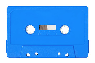 Retro bue audio tape isolated on white background.