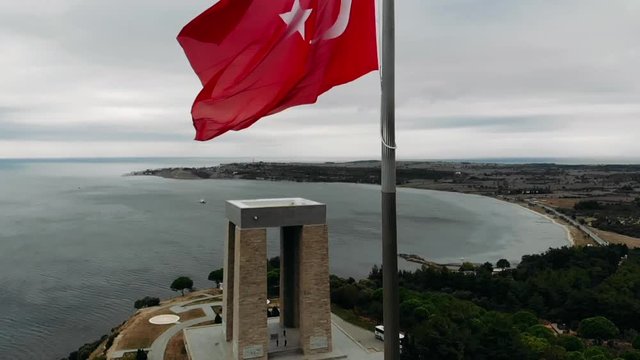 The &Ccedil;anakkale Martyrs' Memorial is a war memorial commemorating the service of about 253,000 Turkish soldiers who participated at the Battle of Gallipoli.