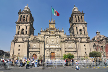 Metropolitan Cathedral of the Assumption of Mary, the largest church in Latin America, Zocalo,...