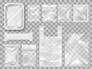 Plastick package, packs and containers. Vector