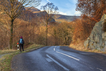 Autumnal Walking the Wainwrights in the English Lake District in Borrowdale heading towards Sargent...