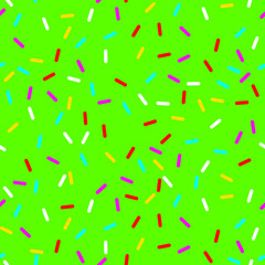 vector Seamless background with green donut glaze. Decorative bright sprinkles texture pattern design