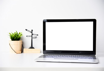 Fototapeta premium workspace desk with laptop and business and technology concept.space for your text.