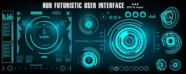 Obraz premium Sci-fi futuristic hud dashboard display virtual reality technology screen, target