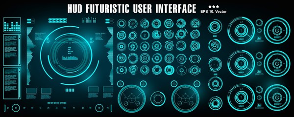 Obraz premium Sci-fi futuristic hud dashboard display virtual reality technology screen, target