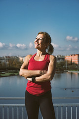 Woman of 45 year old, training in the outdoor