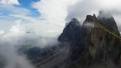 Scene of Gardena valley, Dolomiti Alps. Seceda refuge.