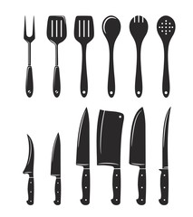 Kitchen utensils icon big vector set
