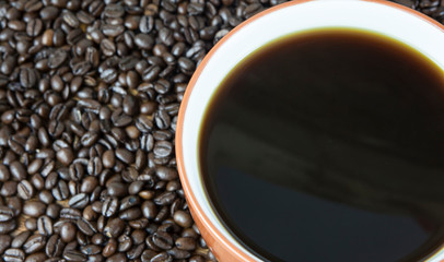 coffee cup and beans