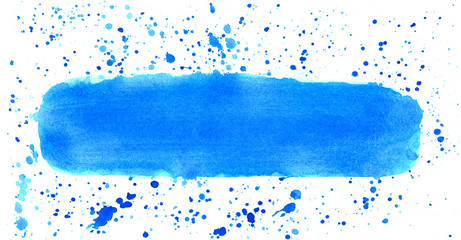Breiter blauer Streifen mit Farbklecksen