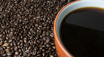 coffee cup and beans