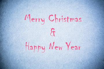 blue background texture with merry Christmas and Happy New Year lettering