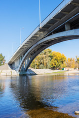 City Beach for relaxing water park bridge on the river Dnepr in Kiev