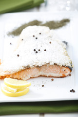 Salt-roast sea salmon