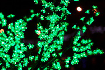 Decorative electrics tree bulbs green flowers shines at night