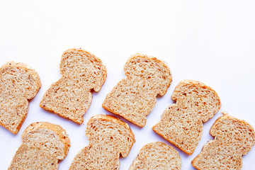  Whole wheat bread  isolated on white
