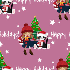 Christmas holiday season seamless pattern.