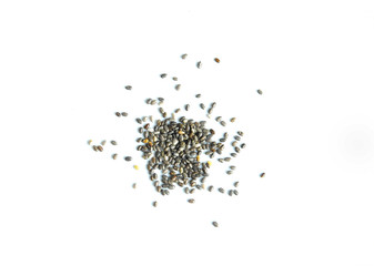Chia seeds isolated on white background.