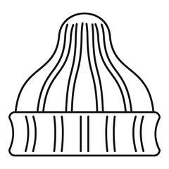 Striped winter beanie icon. Outline striped winter beanie vector icon for web design isolated on white background