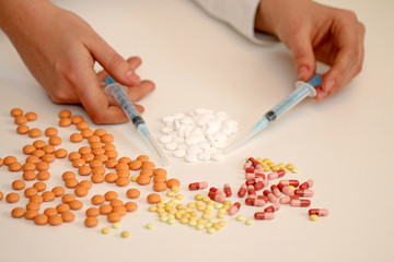 medicines tablets pills on a white background